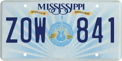 MS license plate ZOW841