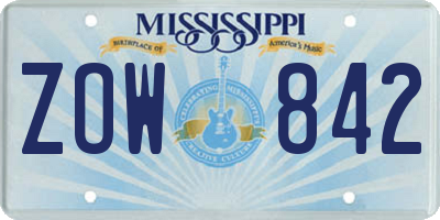 MS license plate ZOW842