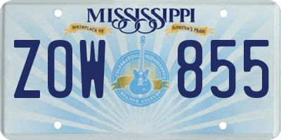 MS license plate ZOW855