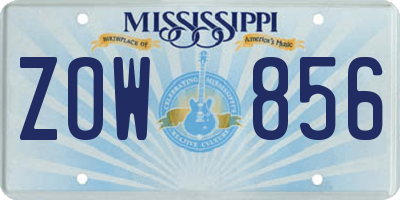 MS license plate ZOW856