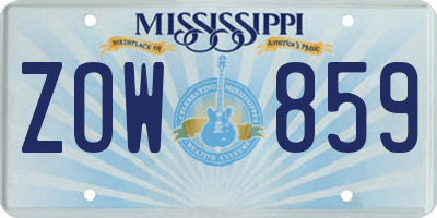 MS license plate ZOW859