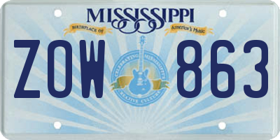 MS license plate ZOW863