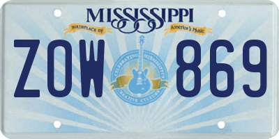 MS license plate ZOW869