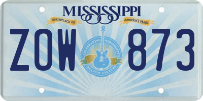 MS license plate ZOW873