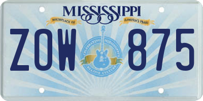 MS license plate ZOW875
