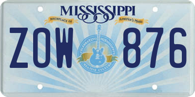 MS license plate ZOW876
