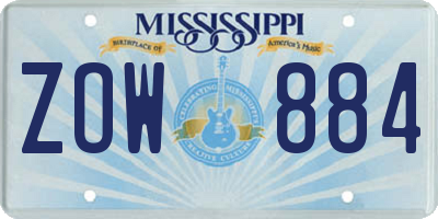 MS license plate ZOW884
