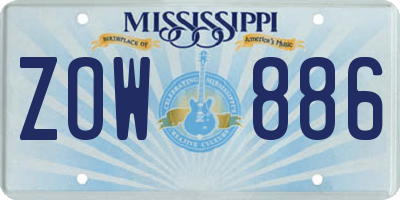MS license plate ZOW886