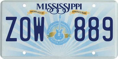 MS license plate ZOW889