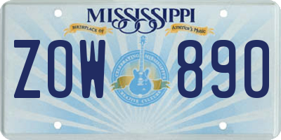 MS license plate ZOW890