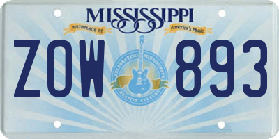 MS license plate ZOW893