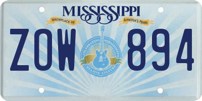 MS license plate ZOW894