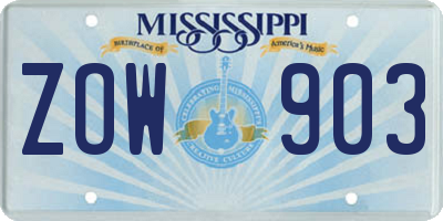 MS license plate ZOW903