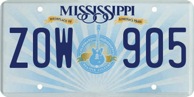 MS license plate ZOW905