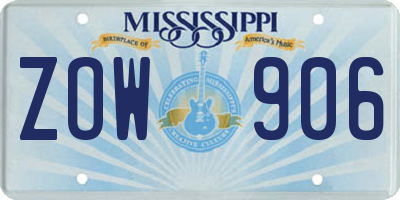 MS license plate ZOW906