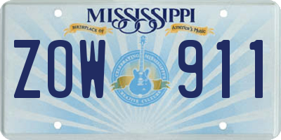 MS license plate ZOW911