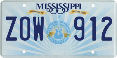 MS license plate ZOW912