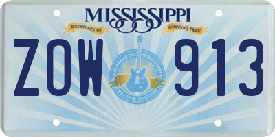 MS license plate ZOW913