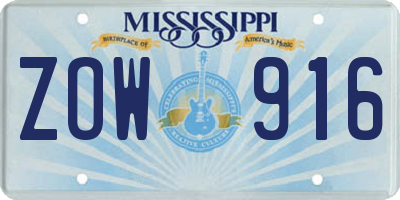 MS license plate ZOW916