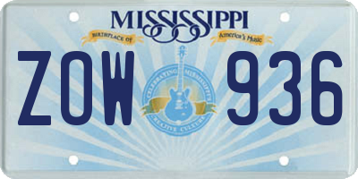 MS license plate ZOW936