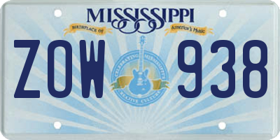 MS license plate ZOW938