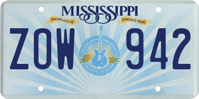 MS license plate ZOW942