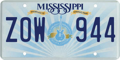 MS license plate ZOW944