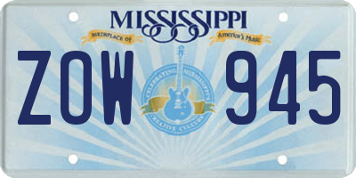 MS license plate ZOW945