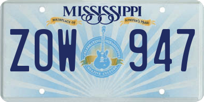MS license plate ZOW947