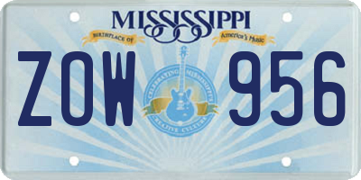MS license plate ZOW956