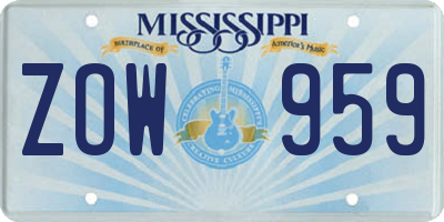 MS license plate ZOW959