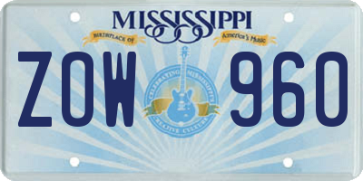 MS license plate ZOW960