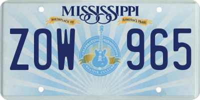 MS license plate ZOW965