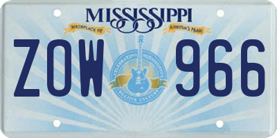 MS license plate ZOW966
