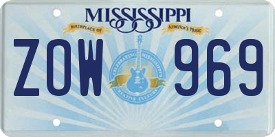 MS license plate ZOW969