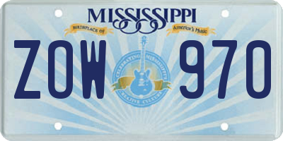 MS license plate ZOW970