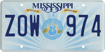 MS license plate ZOW974