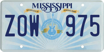 MS license plate ZOW975