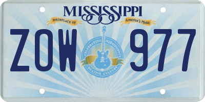 MS license plate ZOW977