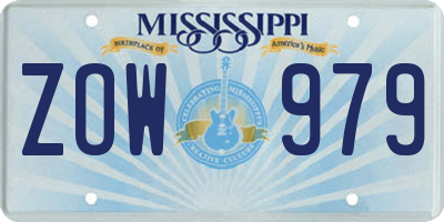 MS license plate ZOW979