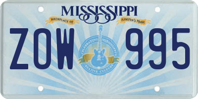 MS license plate ZOW995