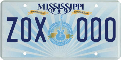 MS license plate ZOX000