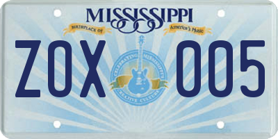 MS license plate ZOX005