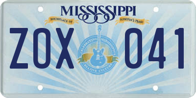 MS license plate ZOX041