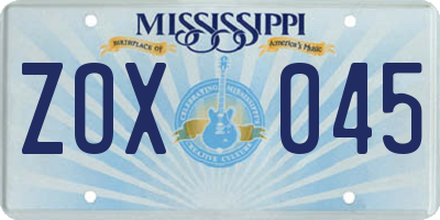 MS license plate ZOX045