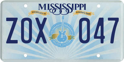 MS license plate ZOX047