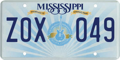 MS license plate ZOX049