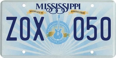 MS license plate ZOX050