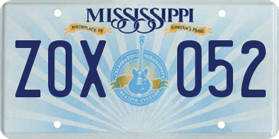 MS license plate ZOX052