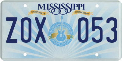 MS license plate ZOX053